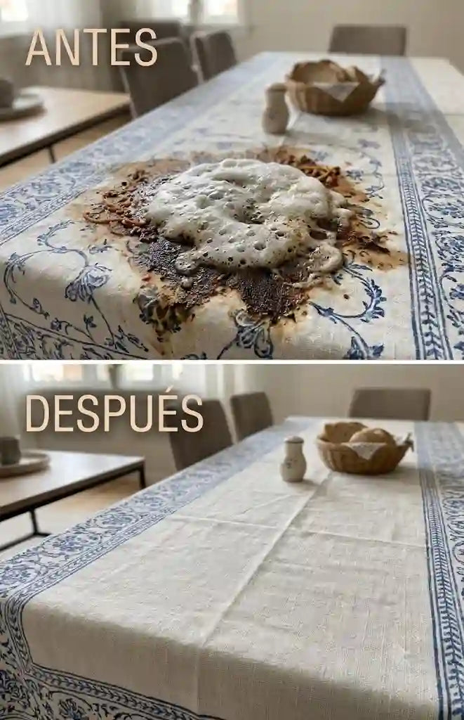 Antes y después de un mantel
